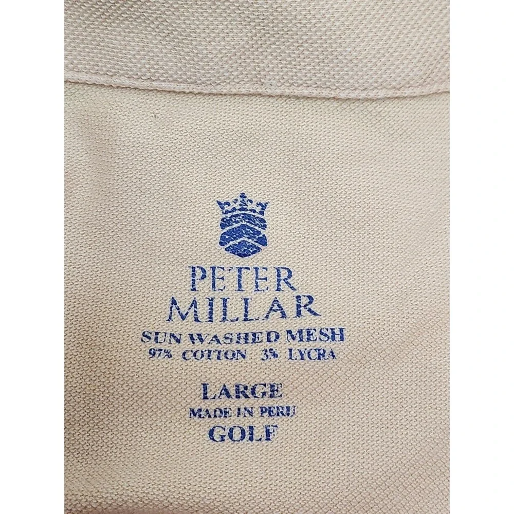 Peter‎ Millar Shirt Men's L Yellow Short Sleeve Polo Golf Sun Washed Mesh